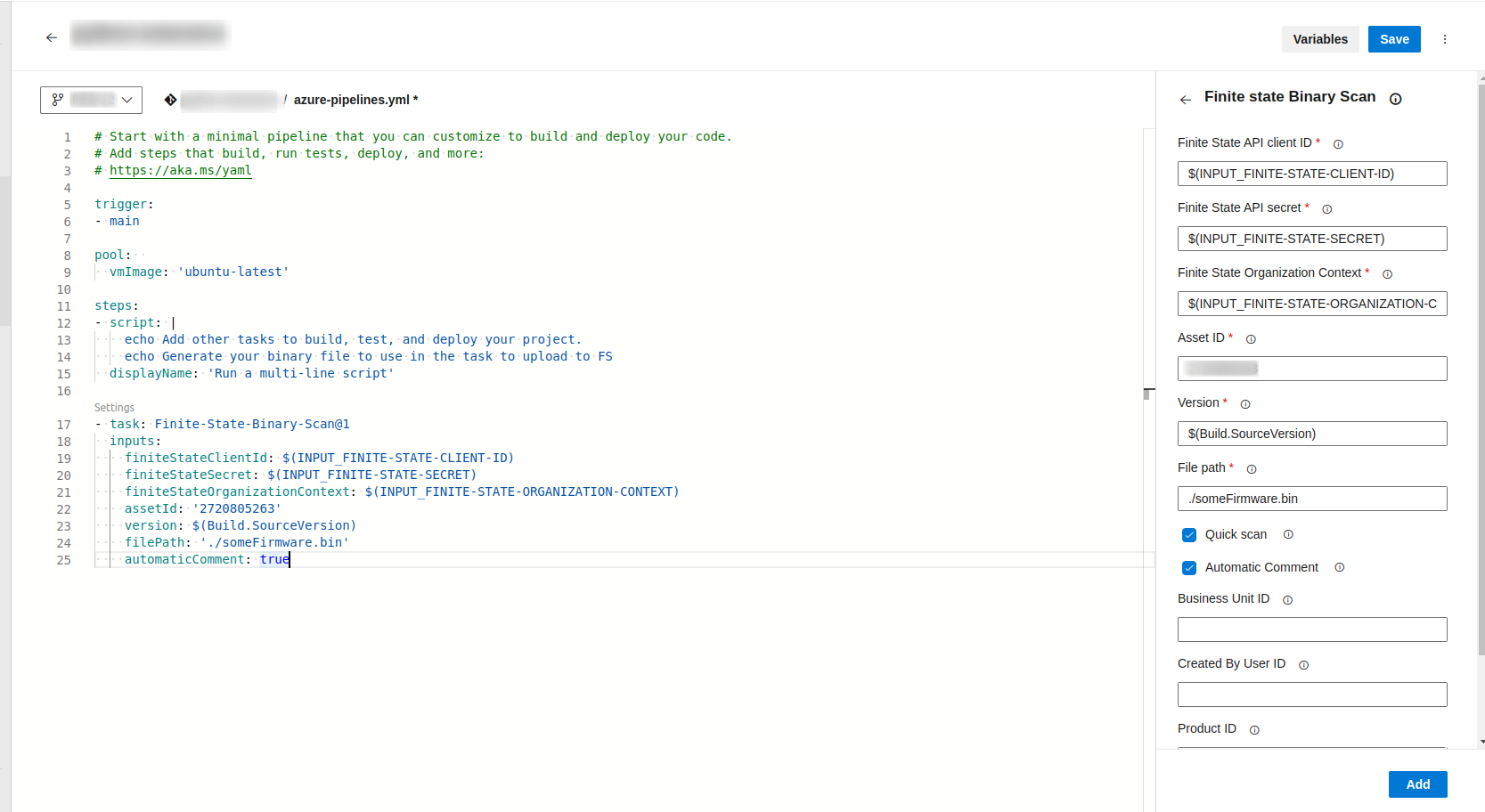 Task configuration