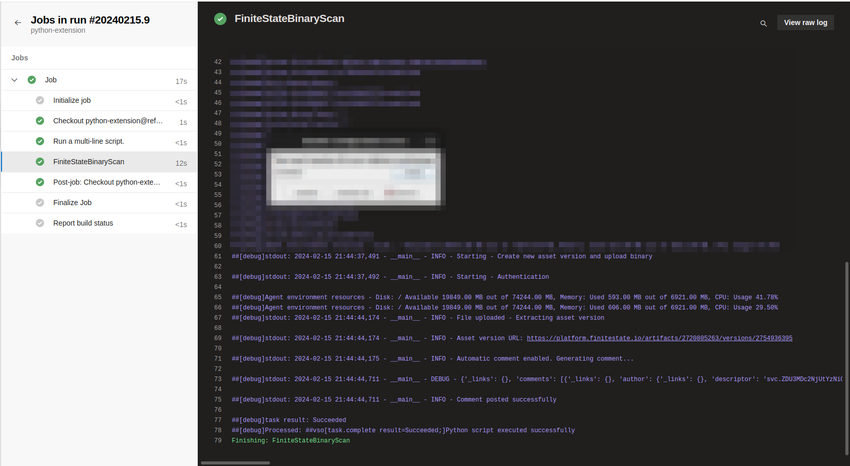 System diagnostics results