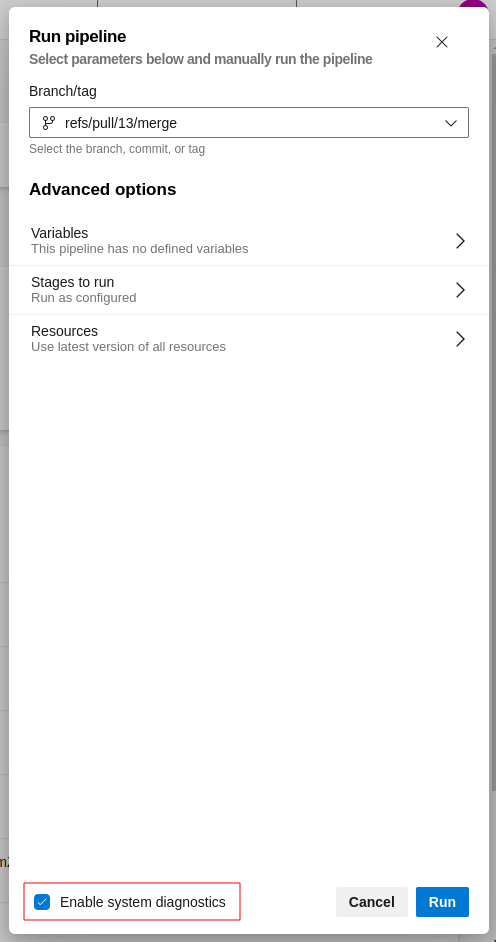 System diagnostics enabled