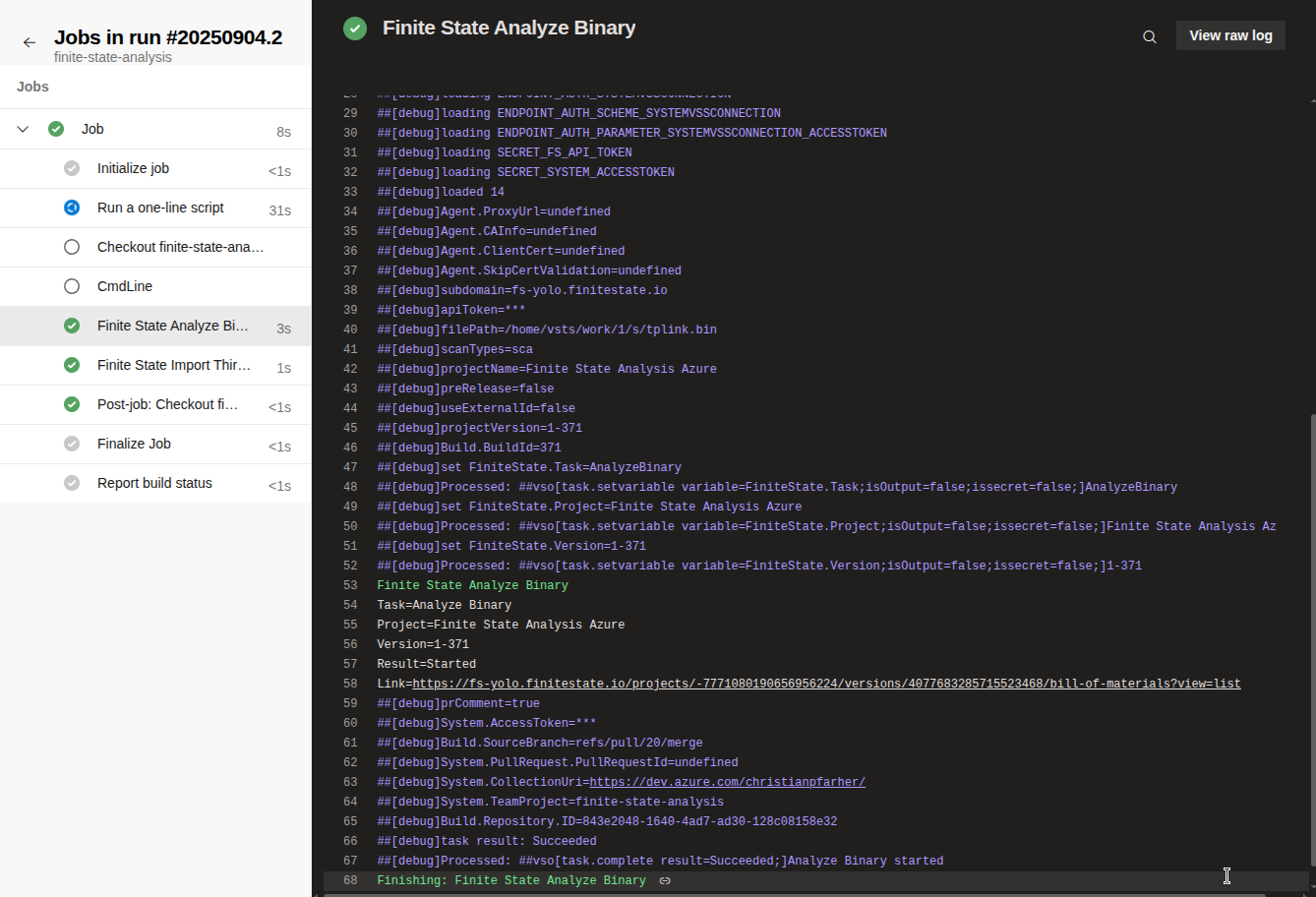 System diagnostics results