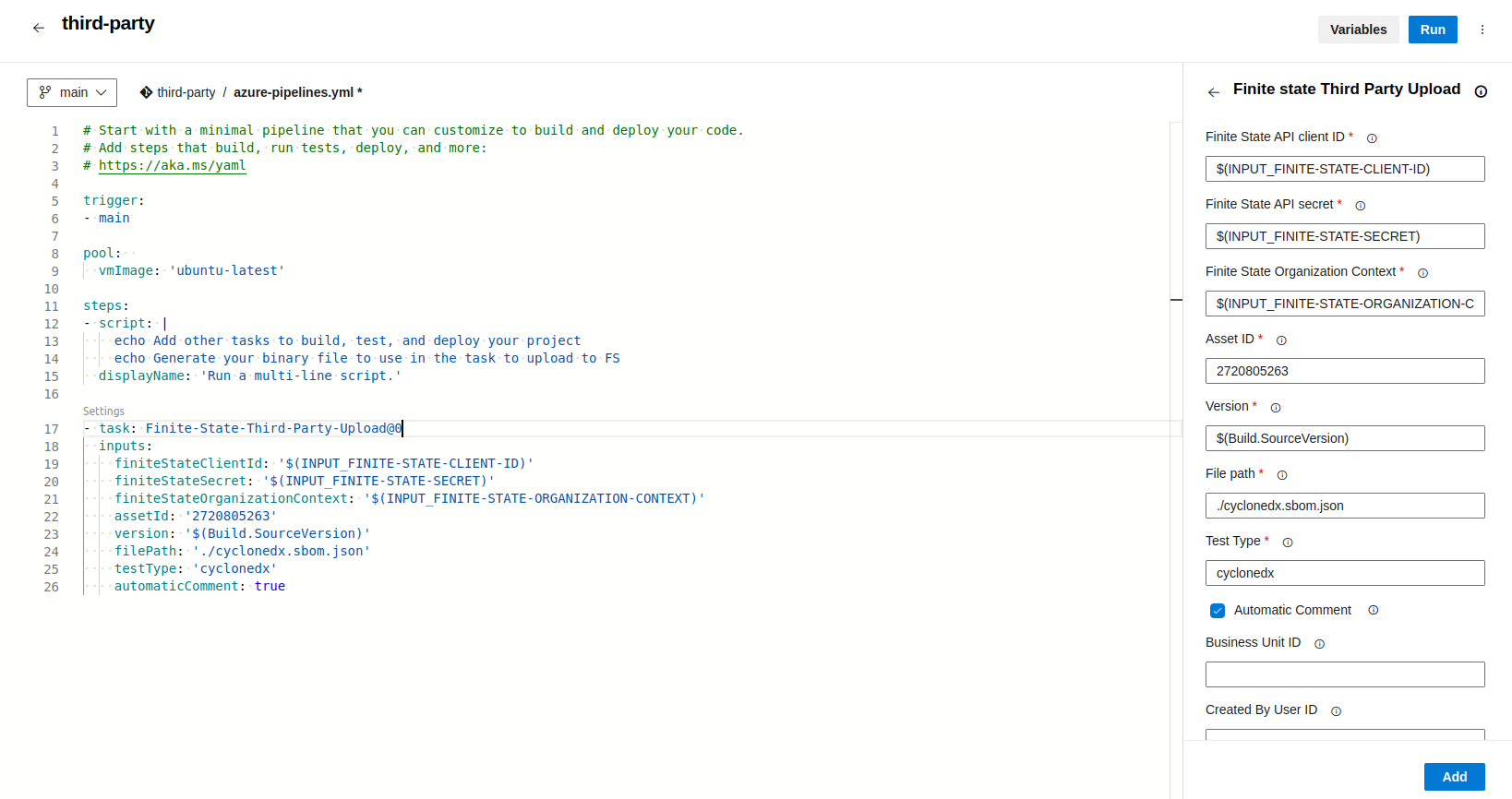 Task configuration