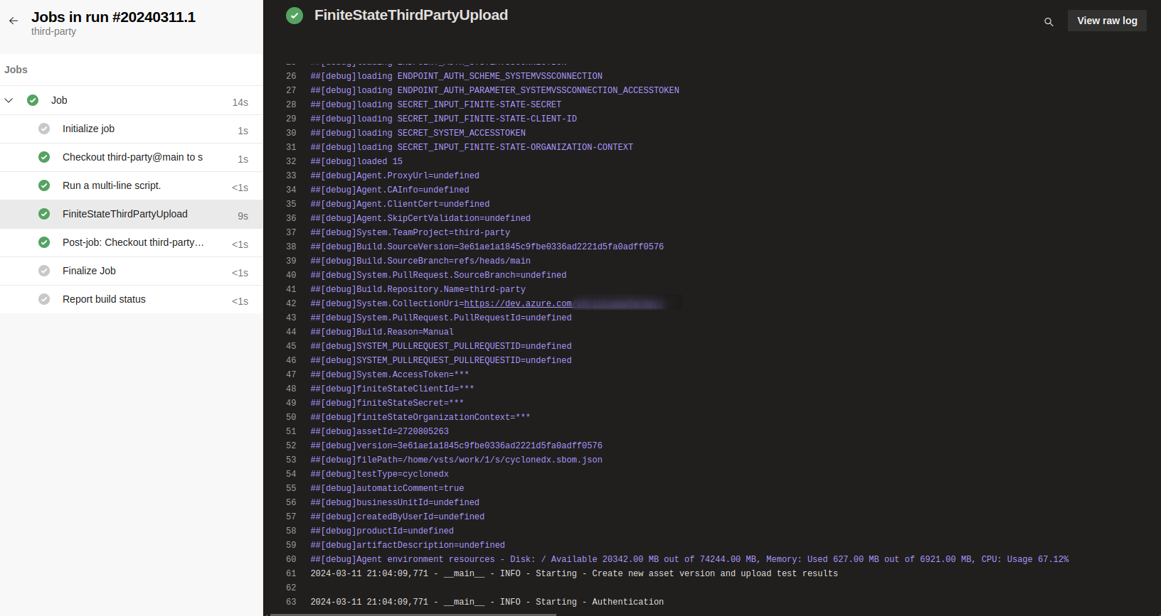 System diagnostics results